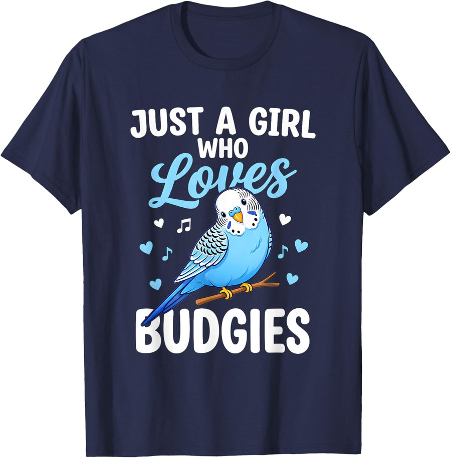 Just A Girl Who Loves Budgies Parakeet Bird Lover Women T-Shirt - Navy Blue