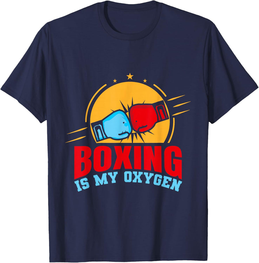 Boxing is My Oxygen Gloves Boxing Gloves T-Shirt - Navy Blue