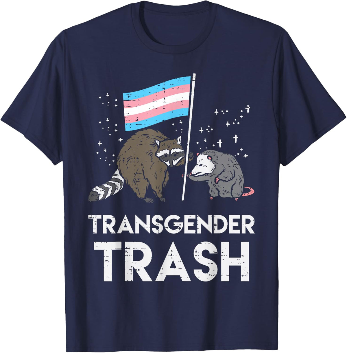 Transgender Trash Raccoon Opossum Funny LGBTQ Trans Pride T-Shirt Small - Navy Blue