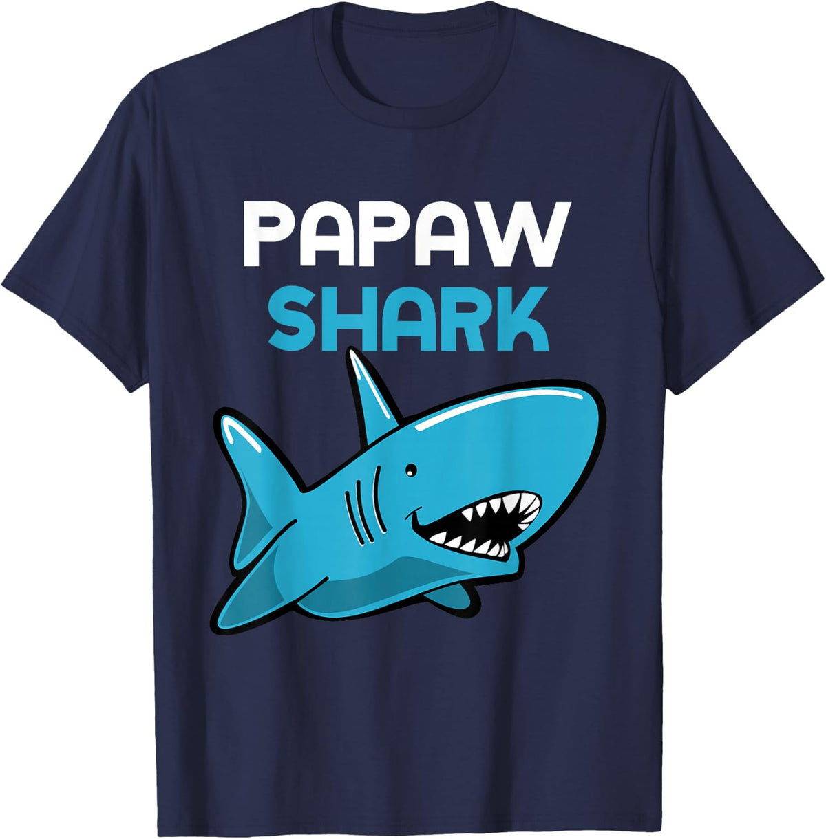 Papaw Shark Cool Funny Family T-Shirt - Navy Blue