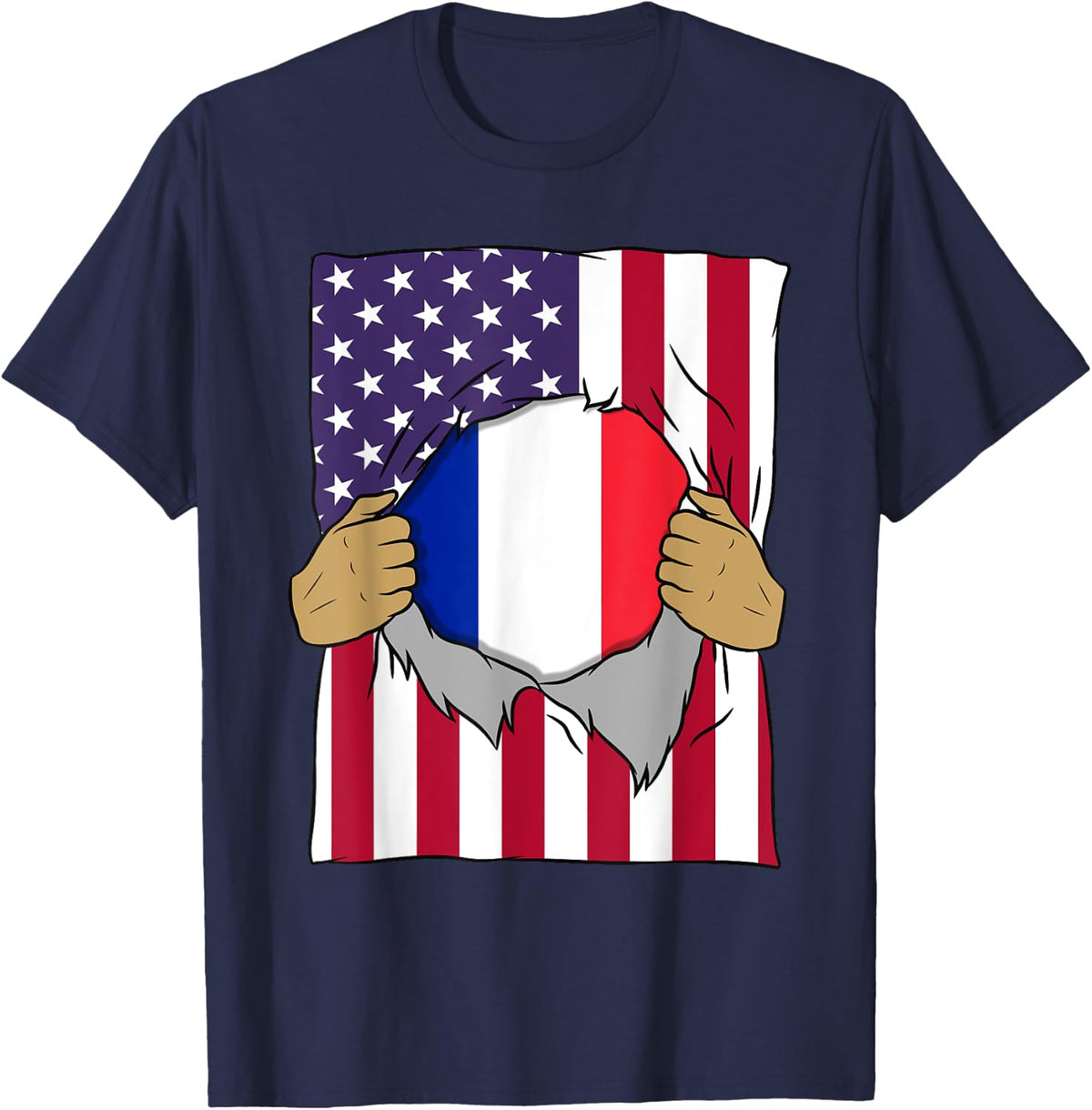 France Flag Blood Inside Me Home Pride French American Gift T-Shirt - Navy Blue