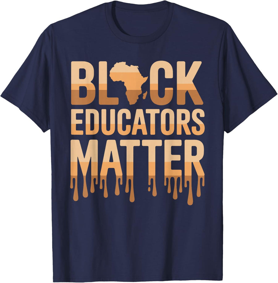 Black Teacher Art for Men Women Kids Teach Black History T-Shirt - Navy Blue