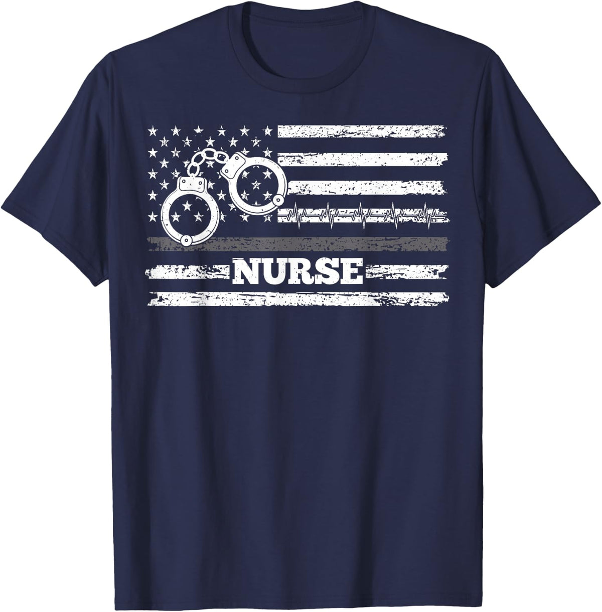 Correctional Nurse American Flag Tee Corrections Nursing T-Shirt for Women Men - Navy Blue