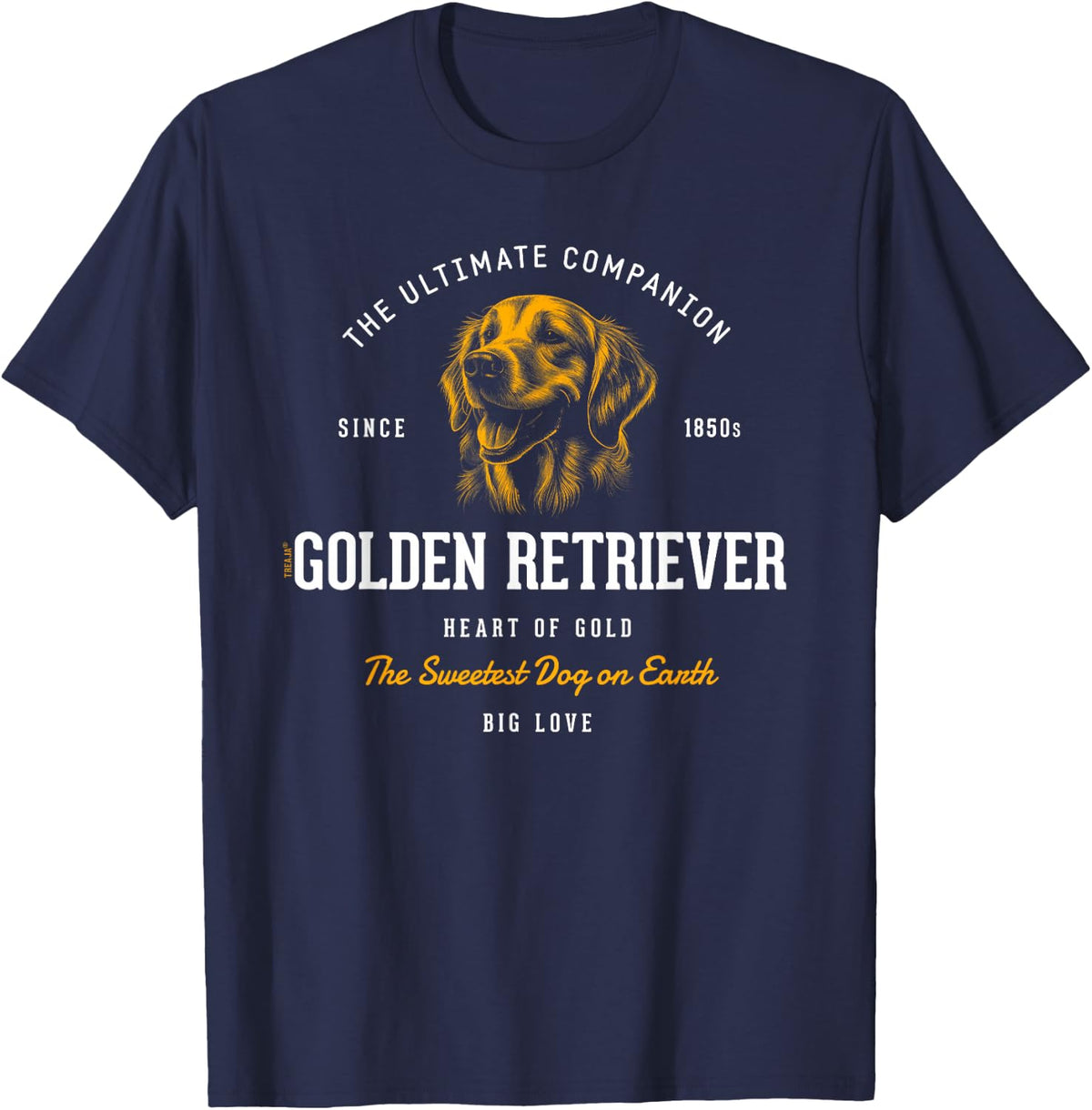 Vintage Styled Retro Golden Retriever T-Shirt - Navy Blue