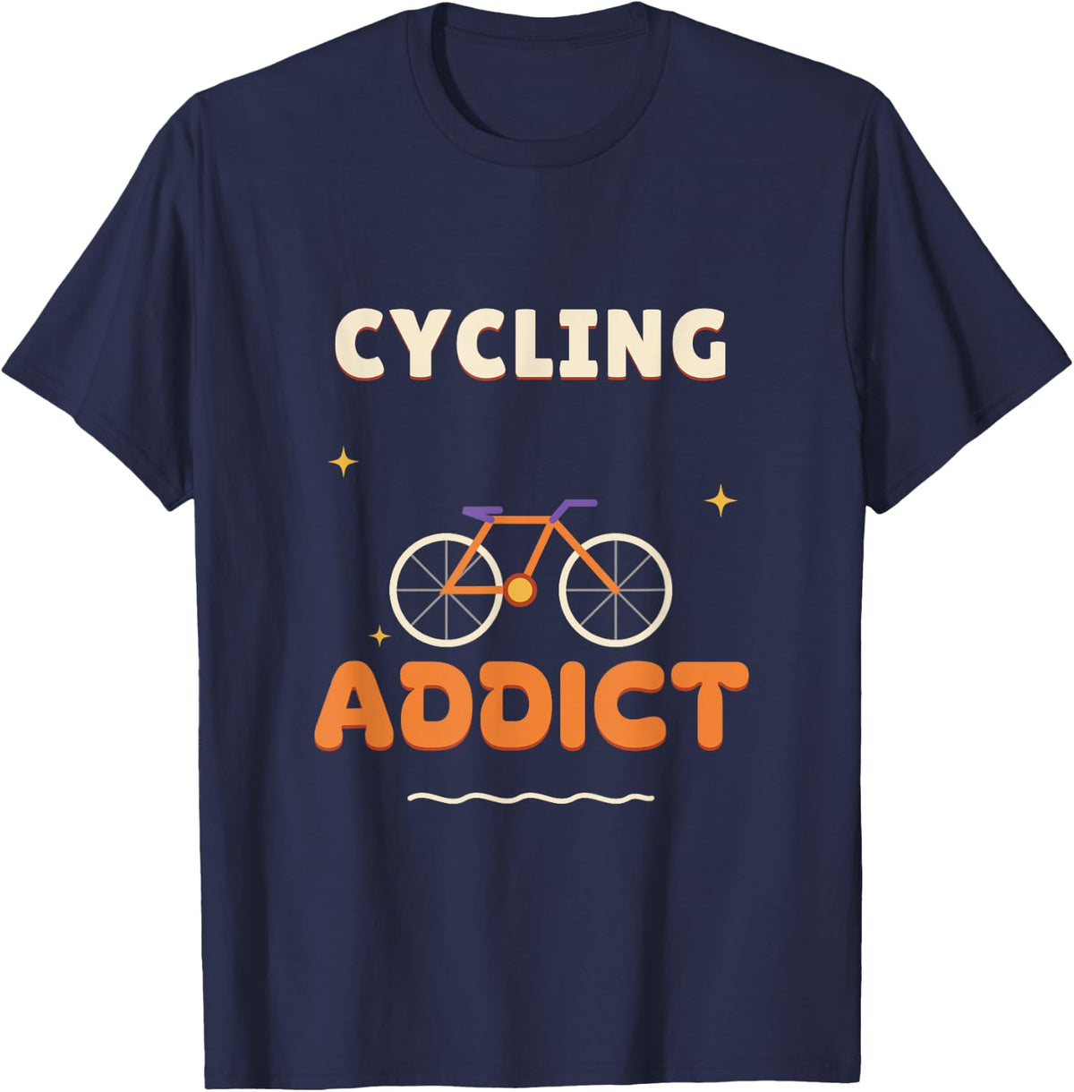 Cycling Addict Funny Retro Road Bike Cyclist Gift T-Shirt - Navy Blue