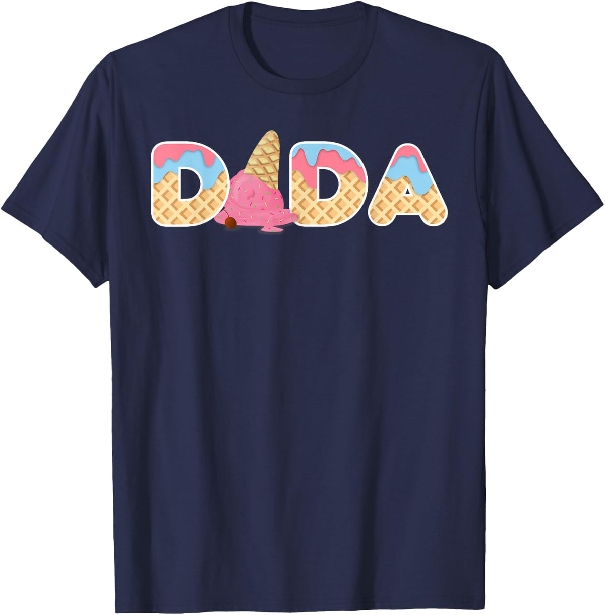 Ice Cream Dada 1st Birthday Matching Family T-Shirt - Navy Blue