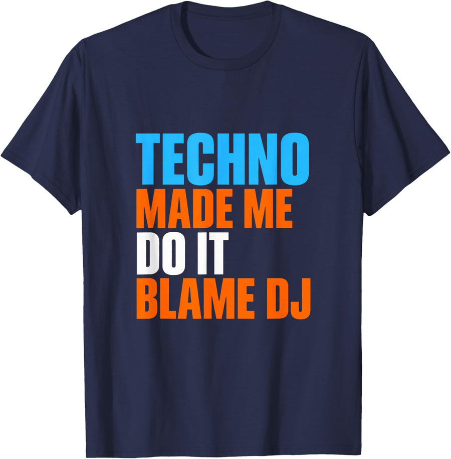 Techno Made Me Do It Blame DJ Funny Jellyfish T-Shirt - Navy Blue