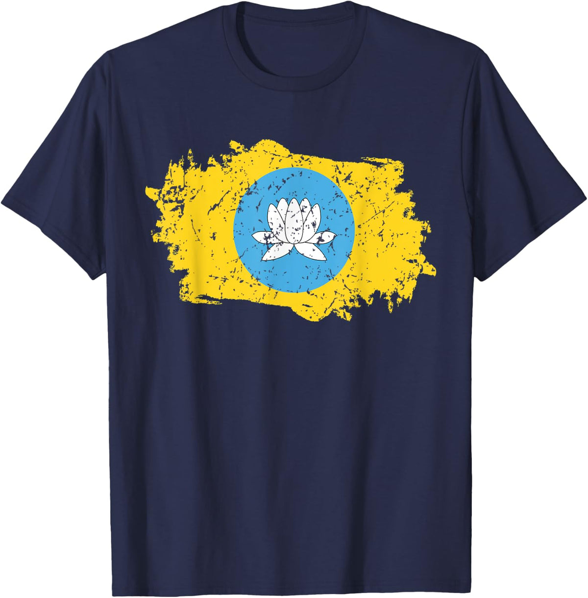 Kalmykia Flag Design Grunge Country Flag Kalmykia T-Shirt - Navy Blue