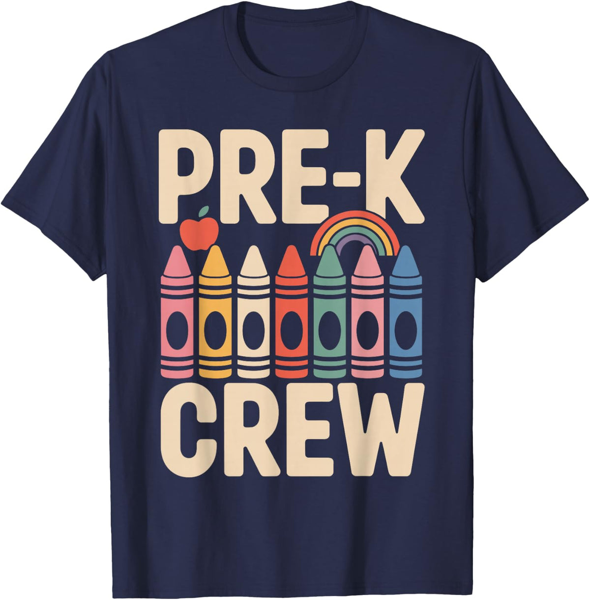 Pre-K Crew Preschool Teacher Funny T-Shirt - Navy Blue