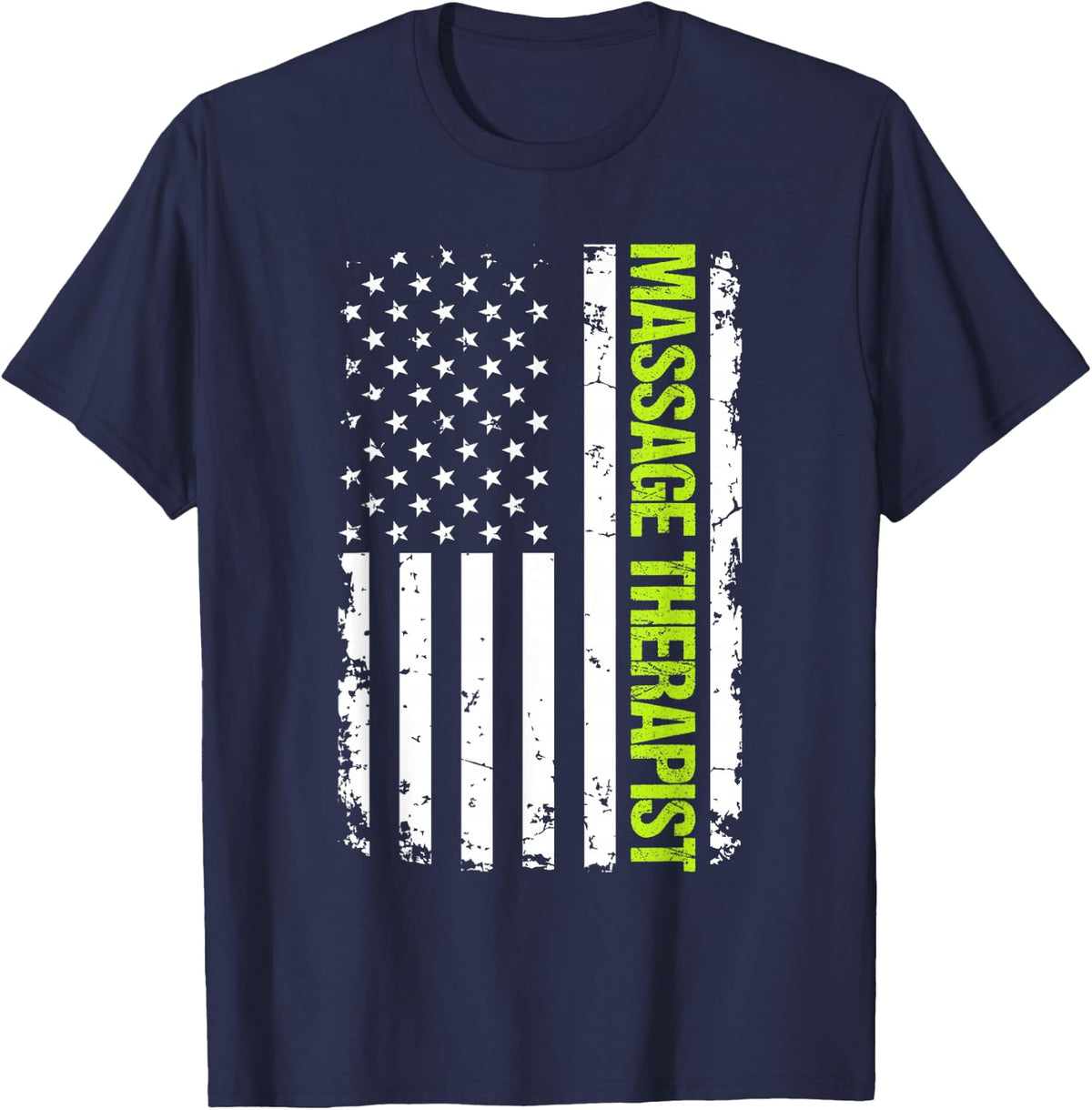 Massage Therapist USA Flag T-Shirt - Navy Blue