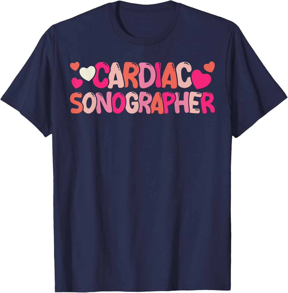 Cute Cardiac Sonographer Heart T-Shirt - Navy Blue