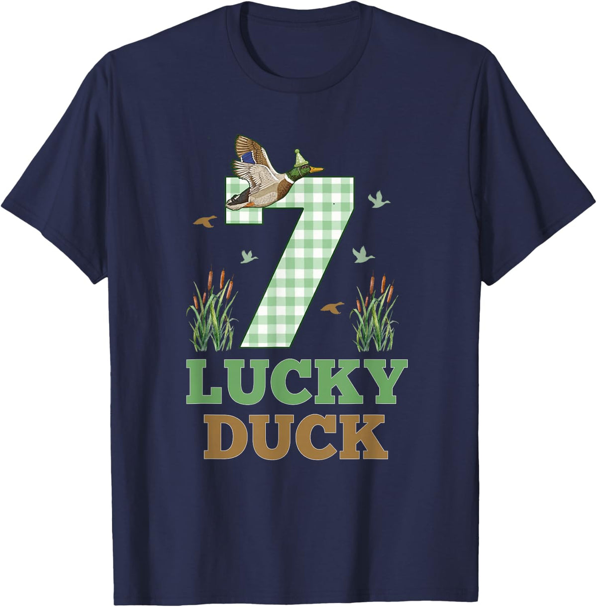 Mallard Duck 7th Birthday Duck Hunting Party 7 Year Old T-Shirt - Navy Blue