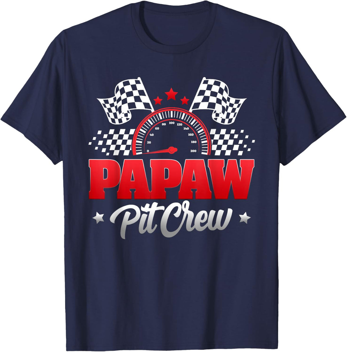 Papaw Pit Crew Race Car Birthday Family Matching T-Shirt - Navy Blue