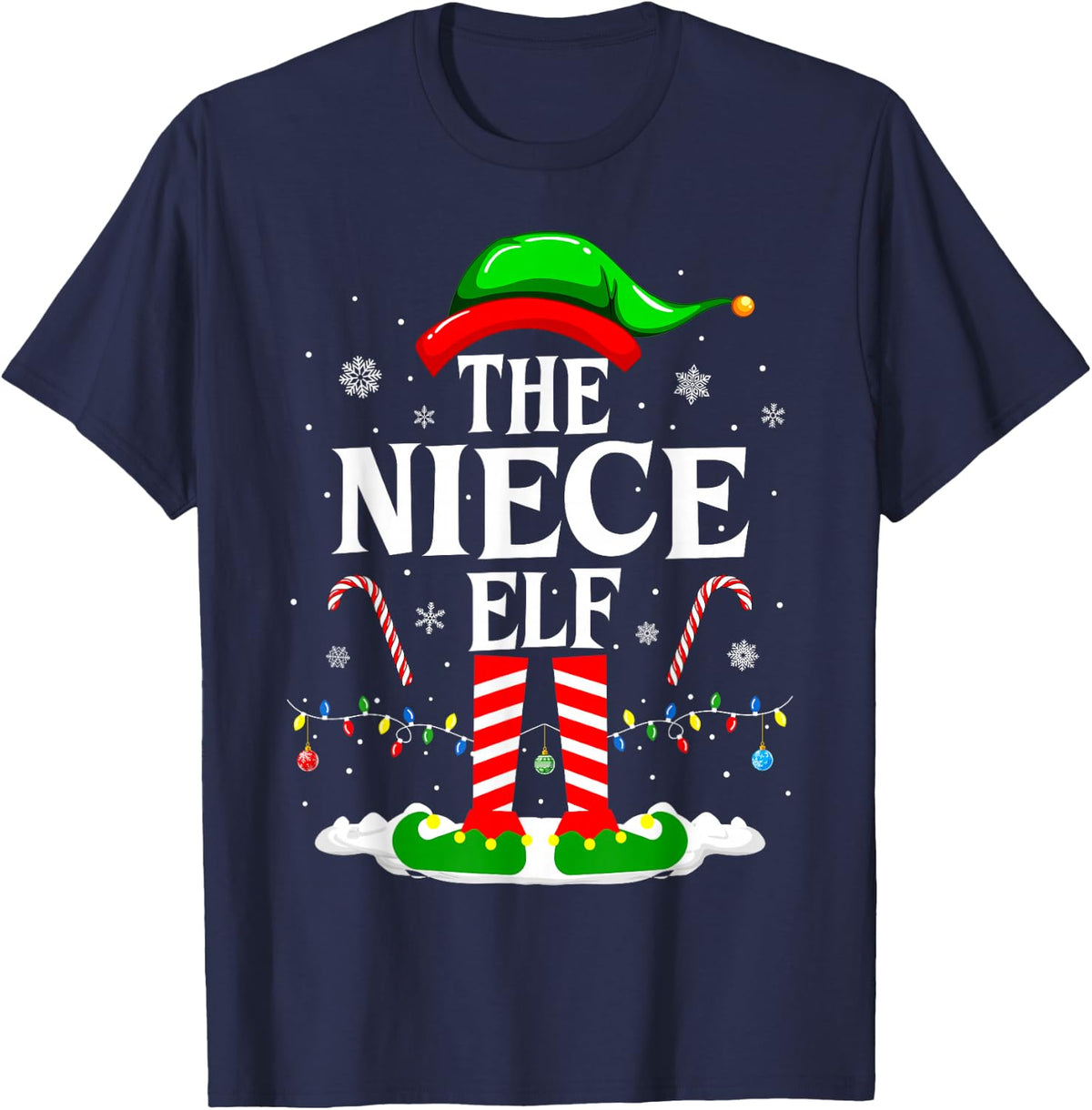 The Niece Elf Funny Xmas Elf Matching Family Christmas T-Shirt - Navy Blue