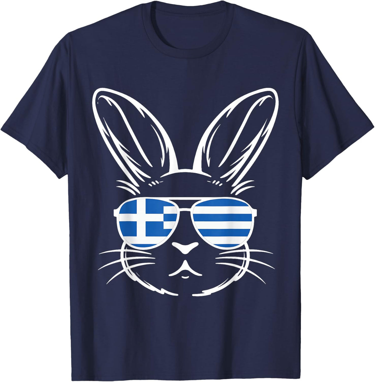 Greek Flag of Greece Orthodox Easter Rabbit Greek Easter T-Shirt - Navy Blue
