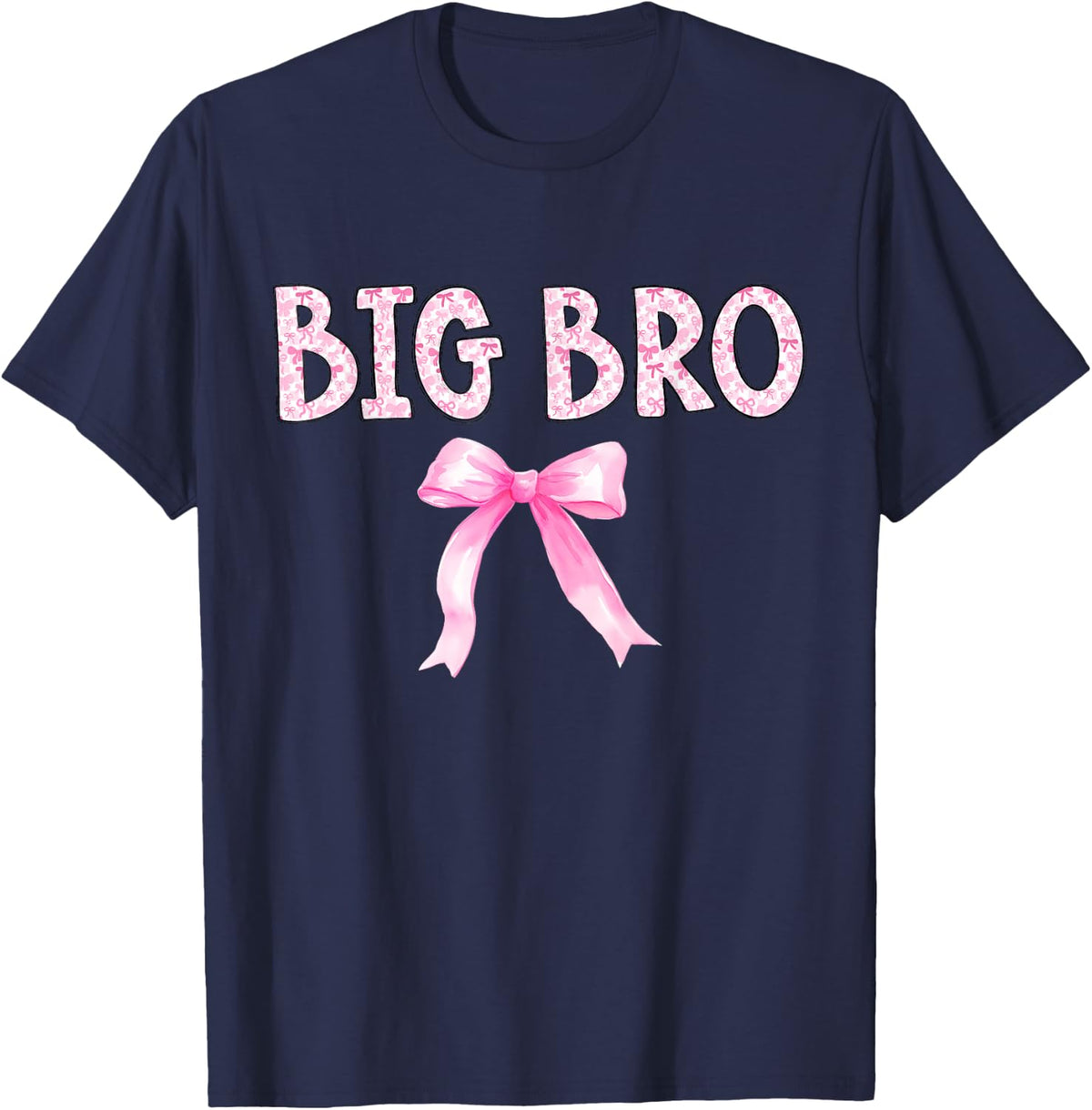 Big Bro Birthday Squad Matching Coquette Bow Family Party T-Shirt - Navy Blue