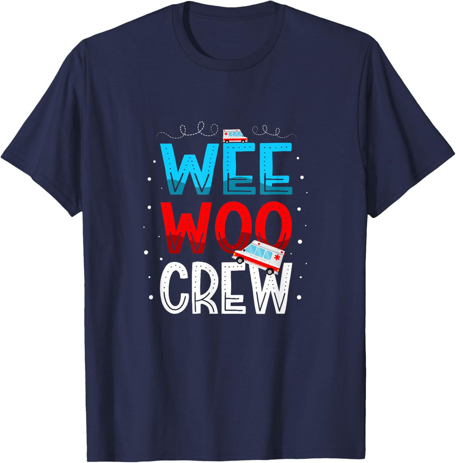 Wee Woo Crew Ambulance Technician Paramedic EMT Tee T-Shirt - Navy Blue