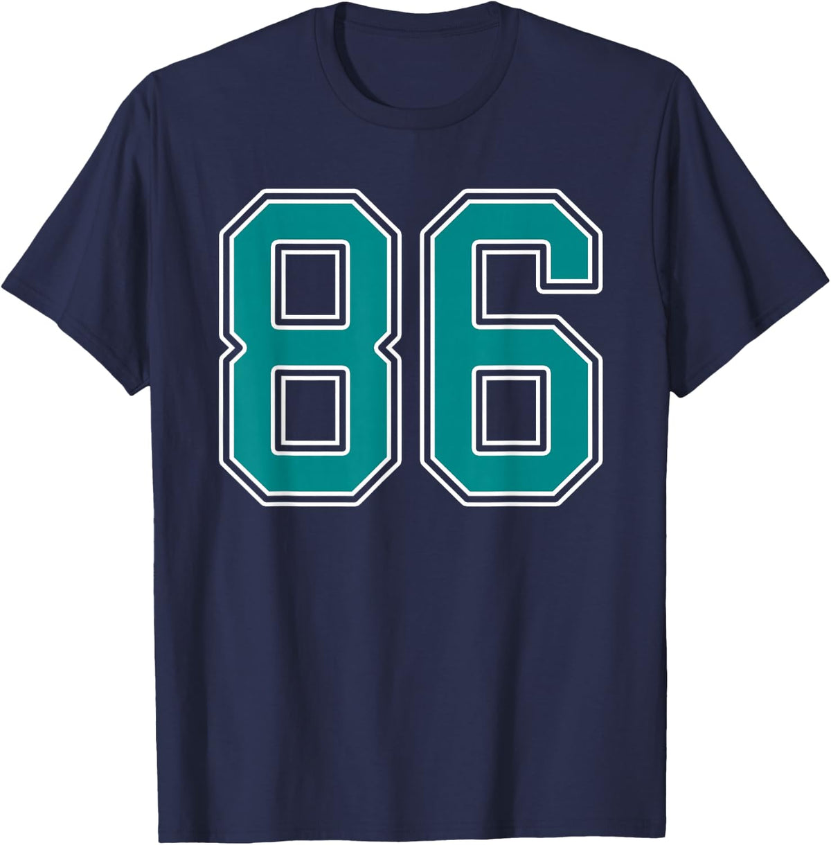Teal and White Number 86 Jersey Player Uniform #86 Fan T-Shirt - Navy Blue