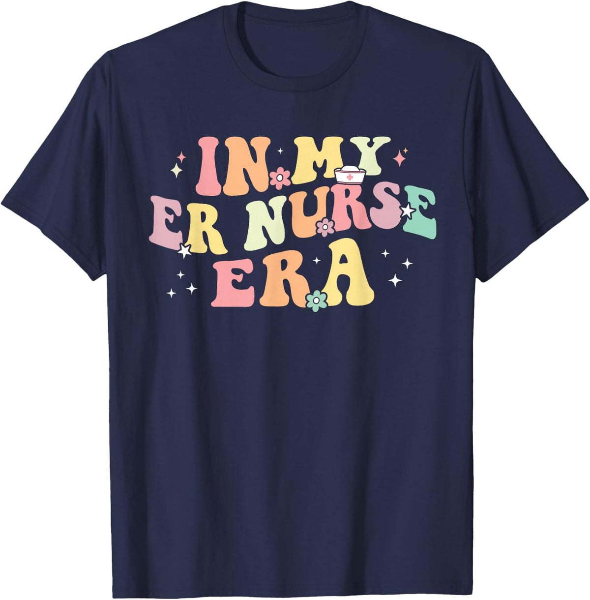 In My ER Nurse Era Retro Emergency Room Nurse Appreciation T-Shirt Tee - Navy Blue