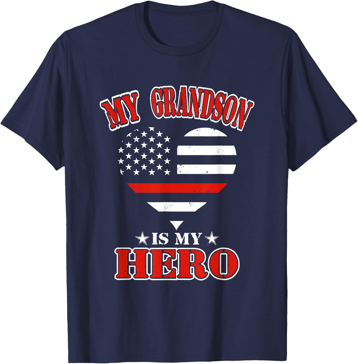 Firefighter Fireman Thin Red Line T-Shirt - Navy Blue