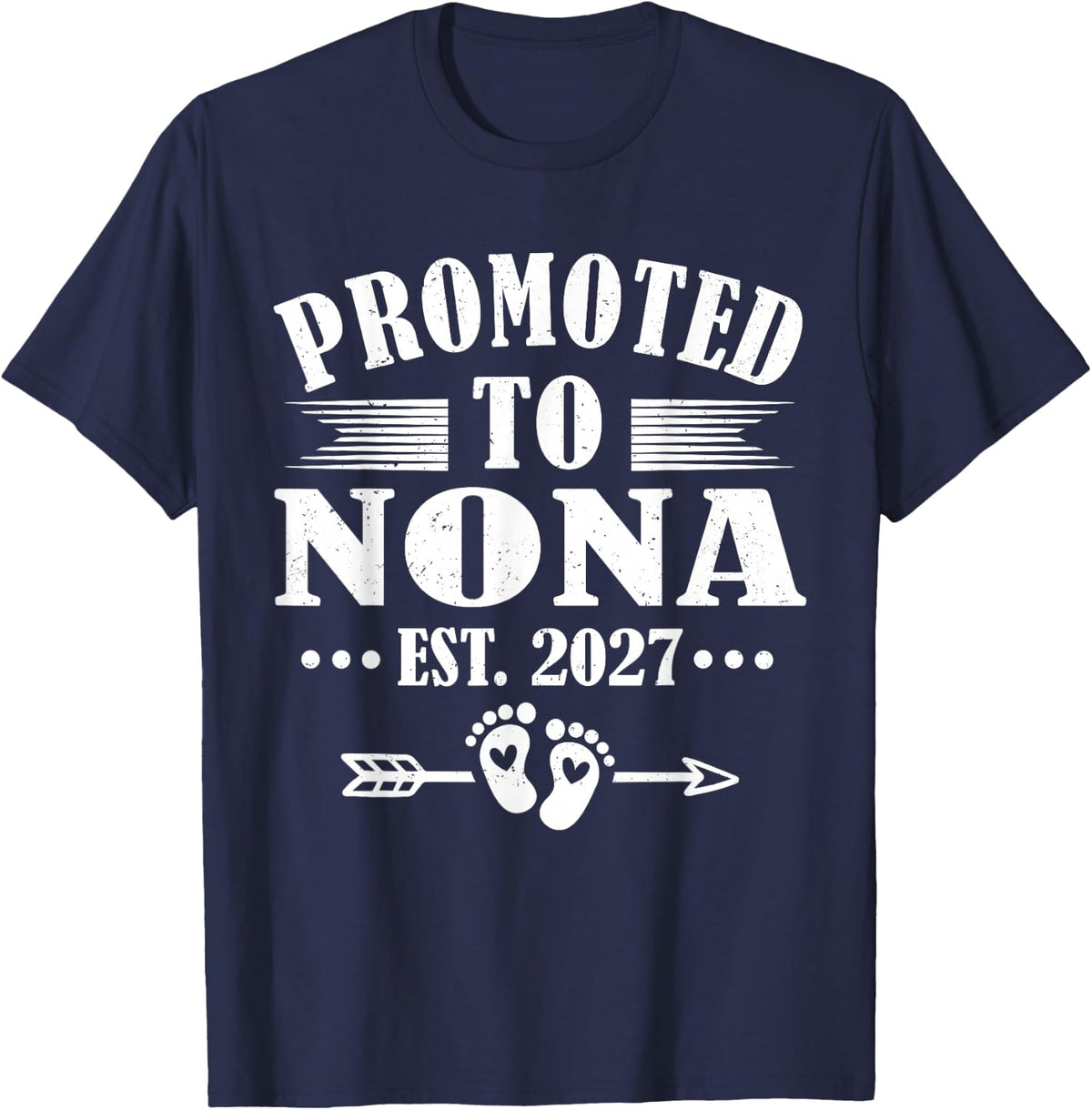 Promoted to Nona Est 2027 Family Matching T-Shirt - Navy Blue