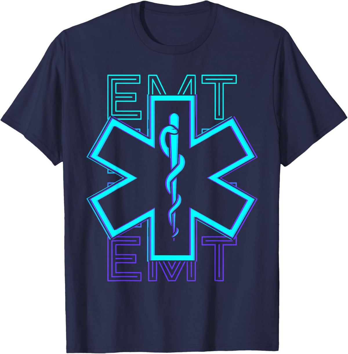 EMT Emergency Medical Technician Paramedic Lifesaver Retro T-Shirt - Navy Blue