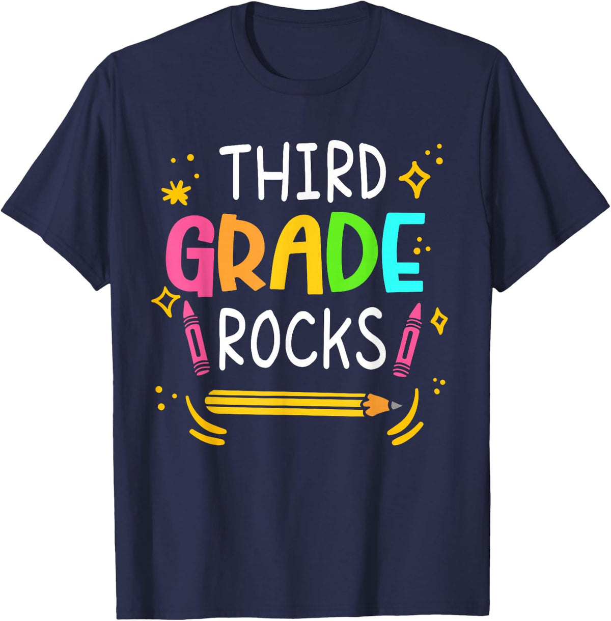 Third Grade Rocks 3rd Grade Kid Third Day Of School Teacher T-Shirt - Navy Blue
