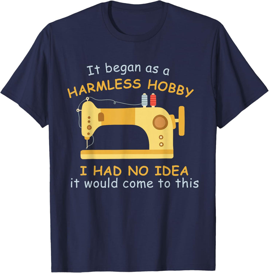 Quilting Hobby Sewing Machine Funny Idea For Sewer & Quilter T-Shirt - Navy Blue