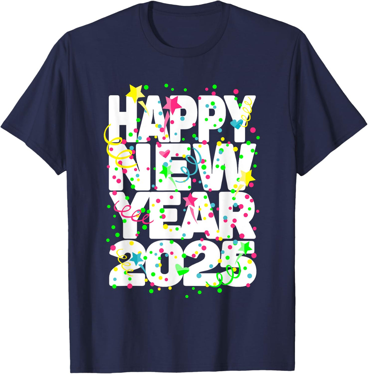 New Years Eve Party Supplies Kids NYE 2025 Happy New Year T-Shirt - Navy Blue