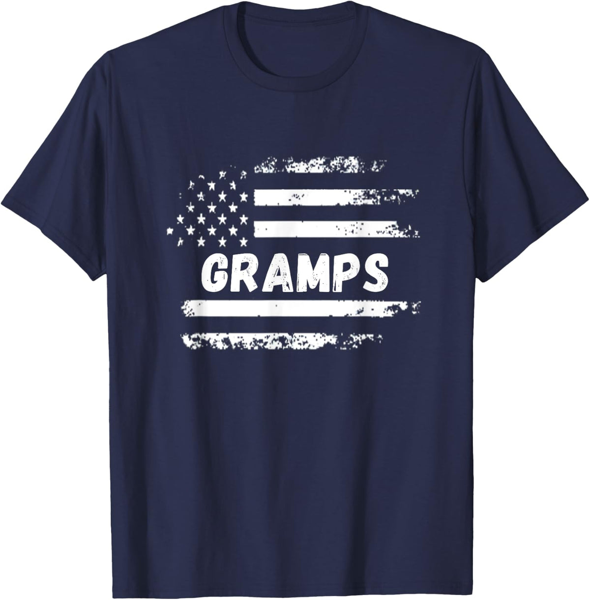Patritoic Retro Distressed American Flag GRAMPS T-Shirt - Navy Blue