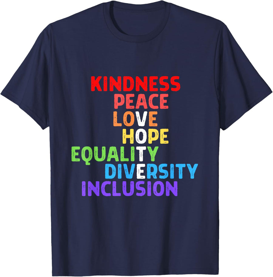 Vote Kindness Peace Equality Inclusion Diversity Human Right T-Shirt - Navy Blue