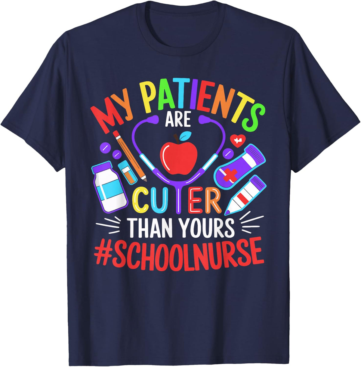 School Nurse Shirt Funny Appreciation Tee T-Shirt for Elementary Nursing Week Women Men - Navy Blue