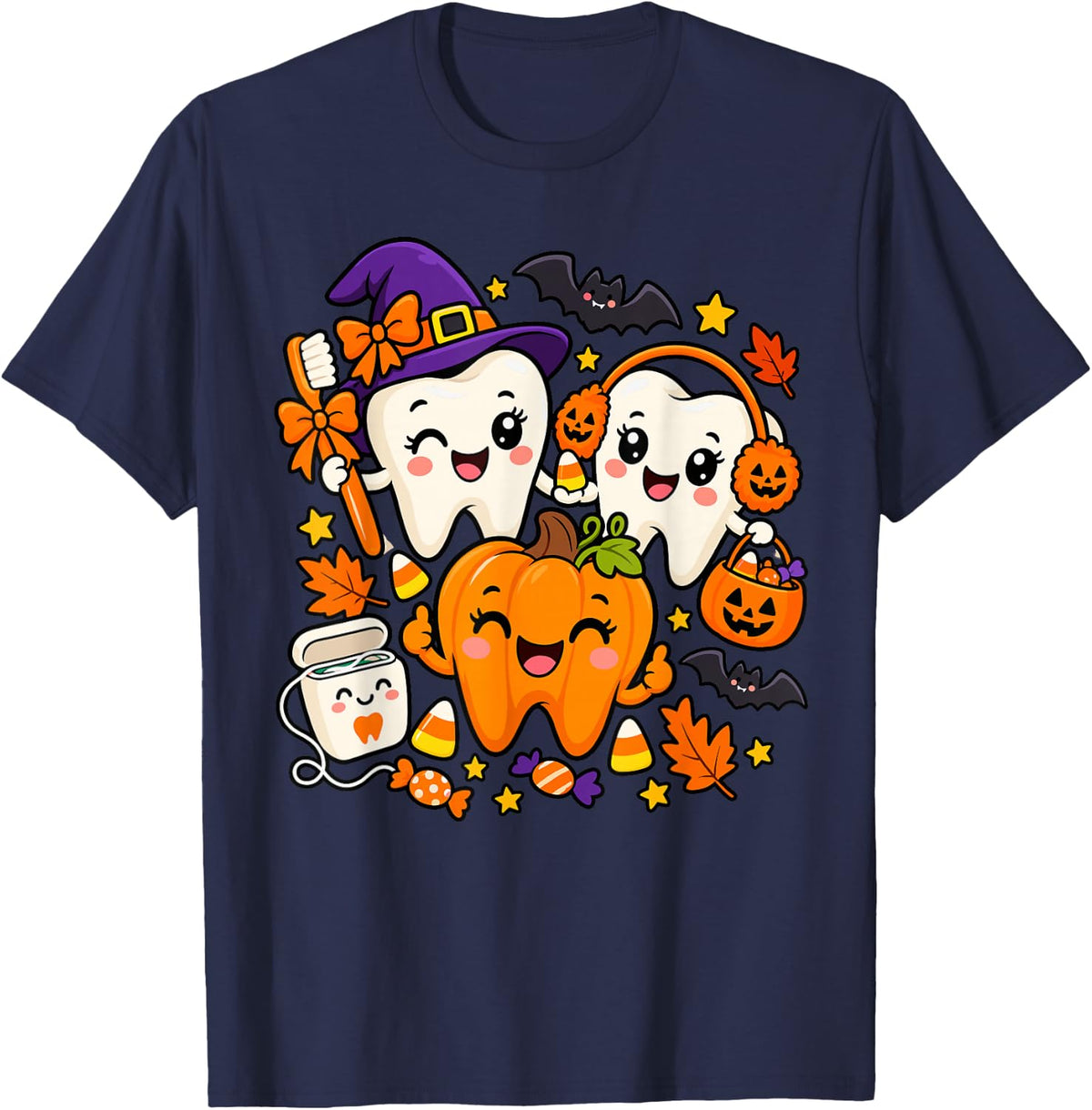 Dentist Tooth Halloween Costume Dentist Dental Assistant Kid T-Shirt - Navy Blue