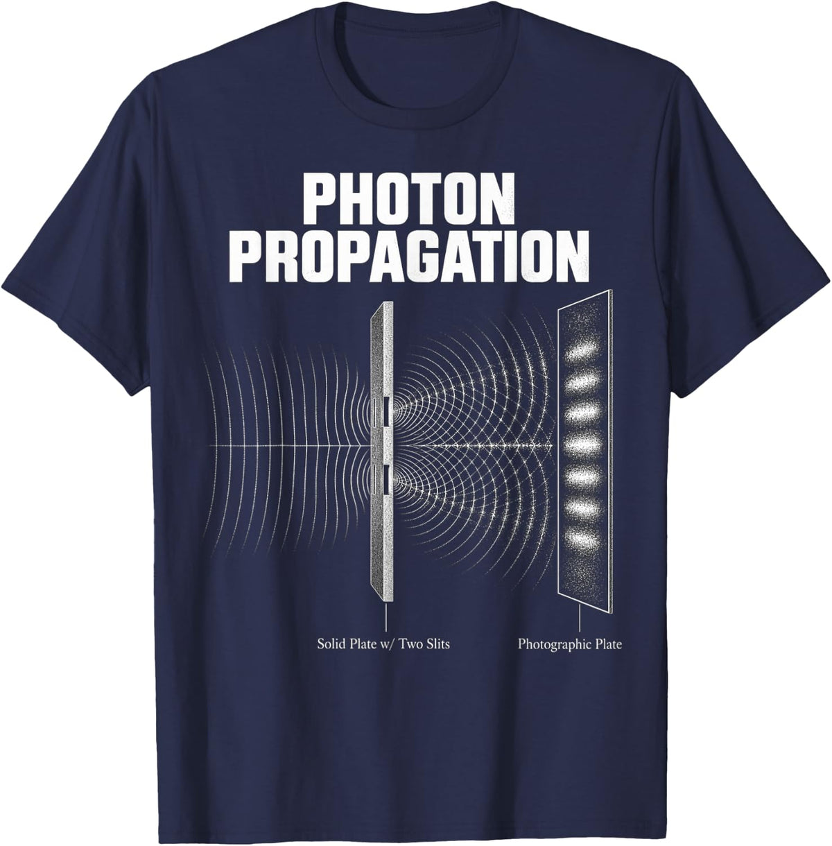 Double Slit Experiment Quantum Wave Interference Physics T-Shirt - Navy Blue