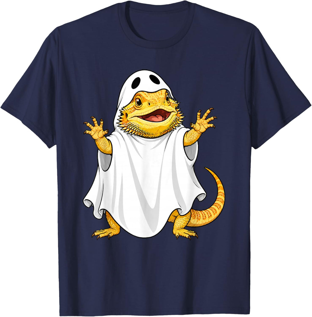 Bearded Dragon Ghost Halloween T-Shirt - Navy Blue