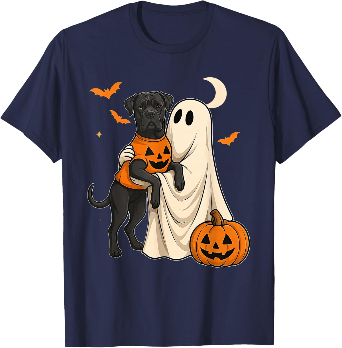 Cane Corso Halloween Dog Cane Corso Ghost Pumpkin T-Shirt - Navy Blue