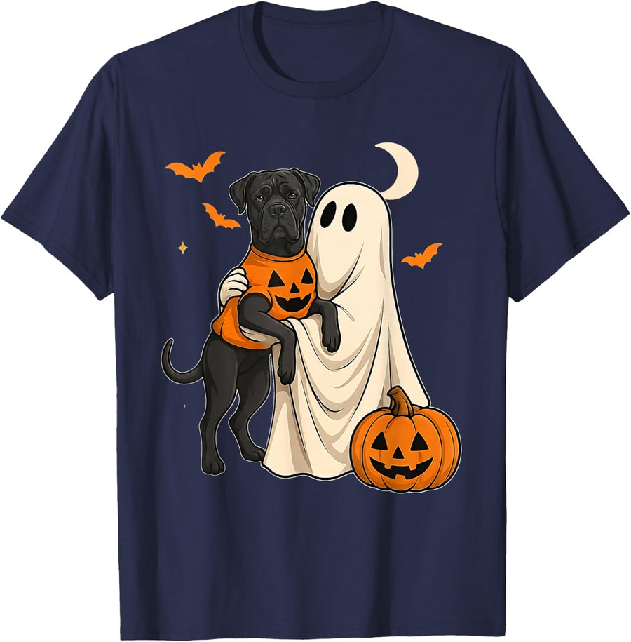 Cane Corso Halloween Dog Cane Corso Ghost Pumpkin T-Shirt - Navy Blue