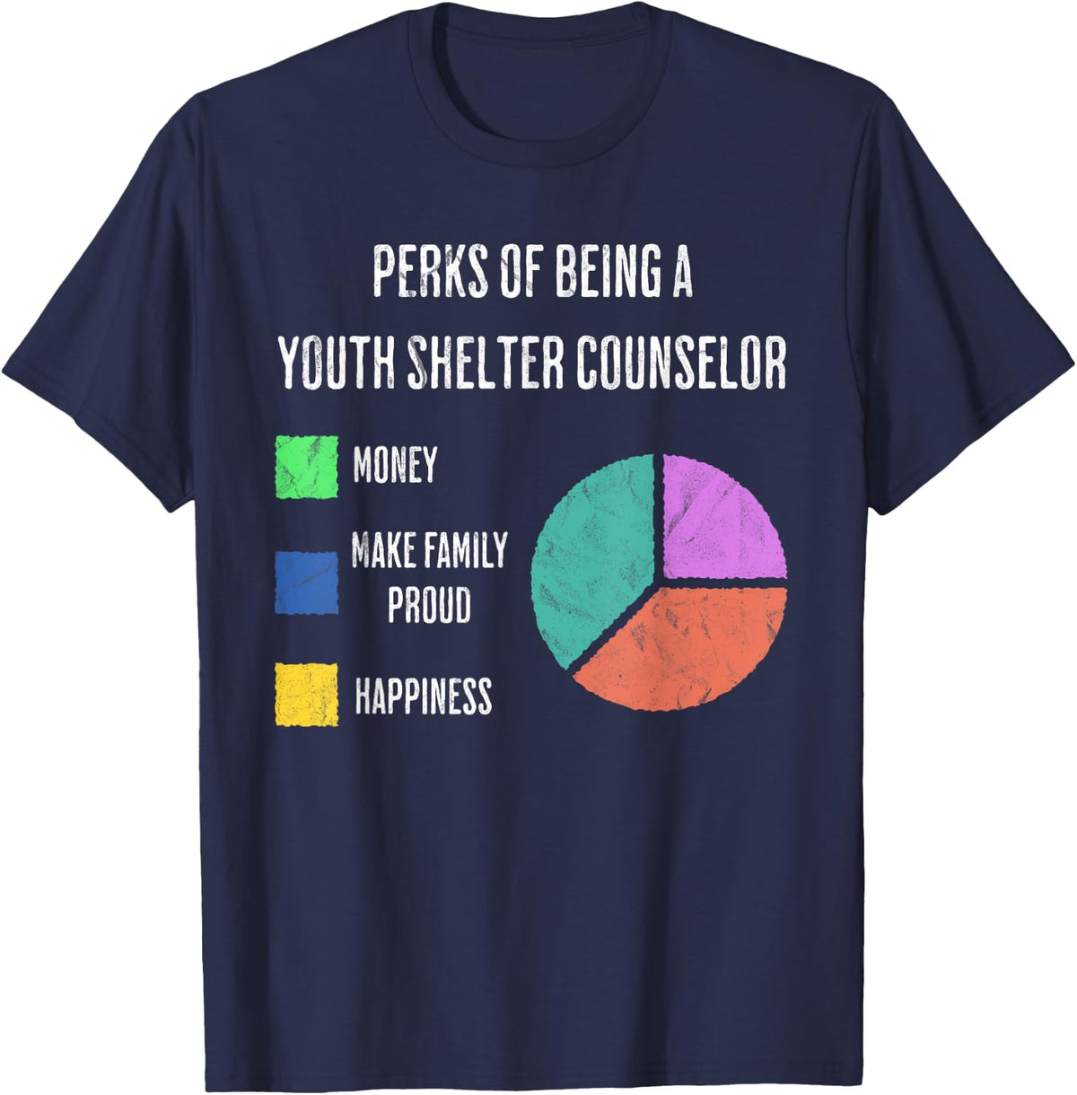 Youth Shelter Counselor Perks Funny Job T-Shirt - Navy Blue