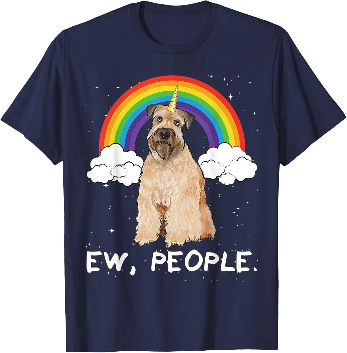 Rainbow Soft Coated Wheaten Terrier Ew People Unicorn Dog T-Shirt - Navy Blue