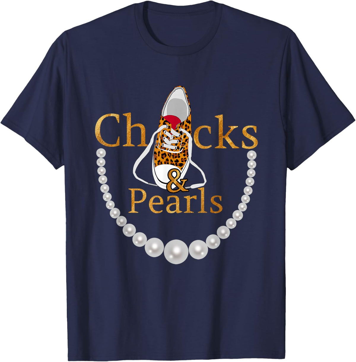 Chucks and Pearls 2021 Leopard T-Shirt - Navy Blue