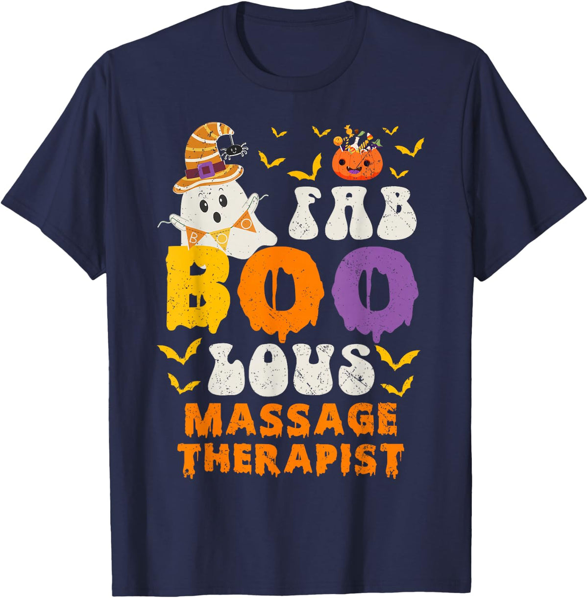 Faboolous Massage Therapist Ghost Halloween Fun T-Shirt - Navy Blue