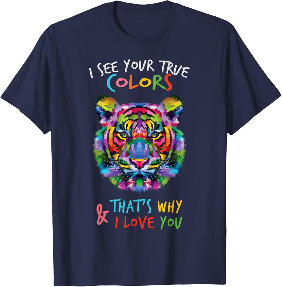 Autism Awareness It's OK to be different Autism Tiger T-Shirt - Navy Blue