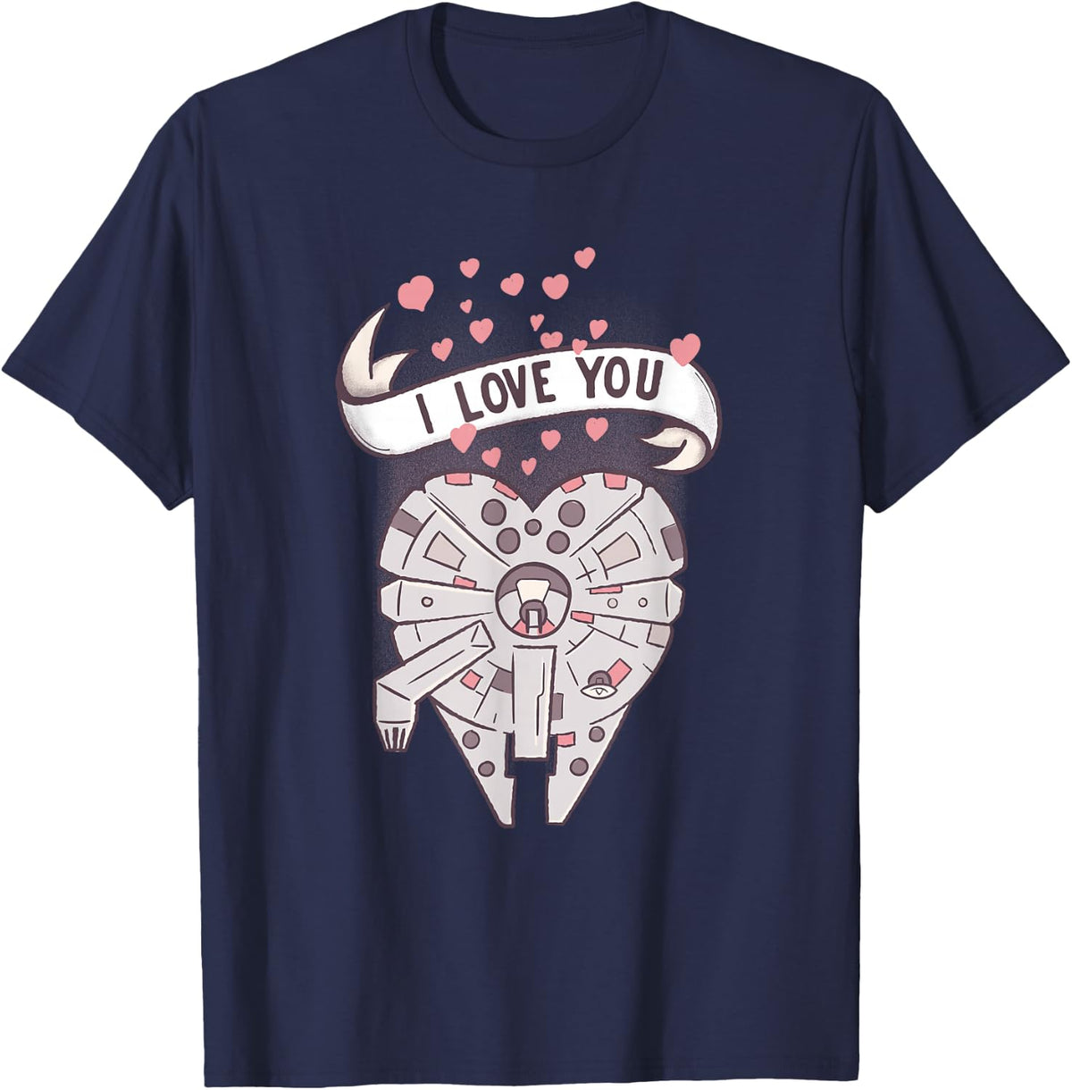 Star Wars Millennium Falcon Love You Valentine's Day T-Shirt - Navy Blue