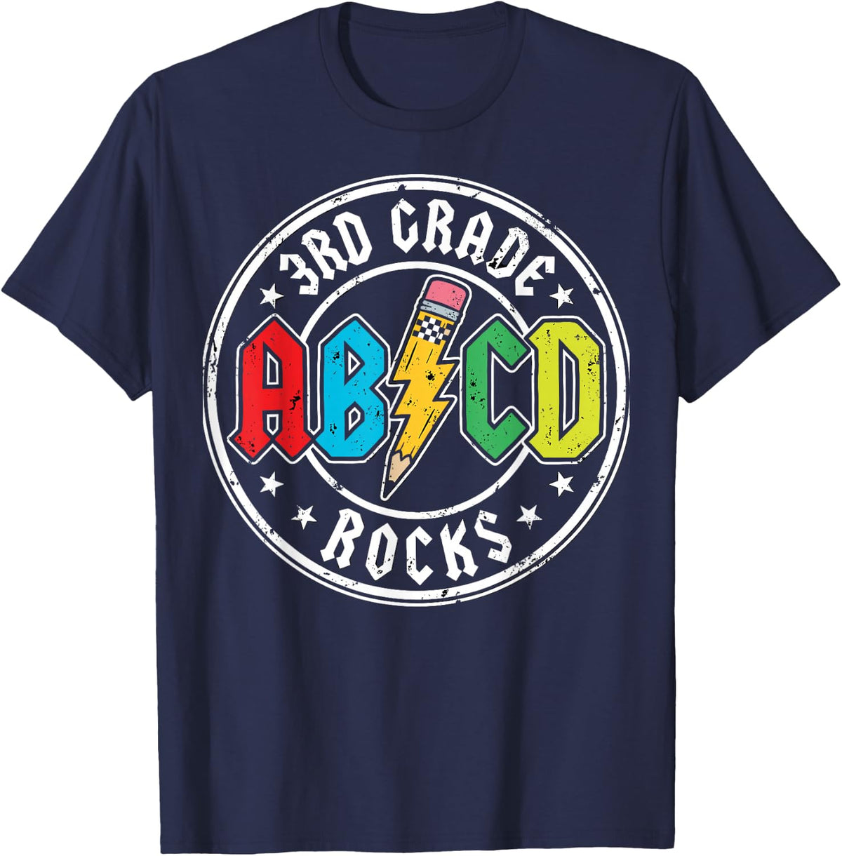 ABCD Third 3RD Grade Rocks Back to School First Day Kids T-Shirt - Navy Blue