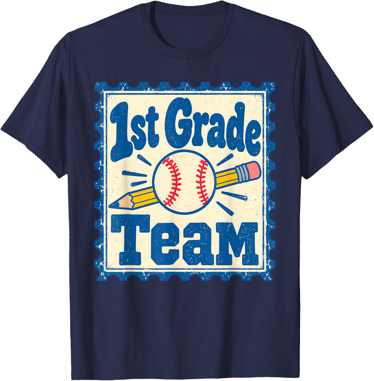 First Grade Team Teacher Student Retro School Year T-Shirt - Navy Blue