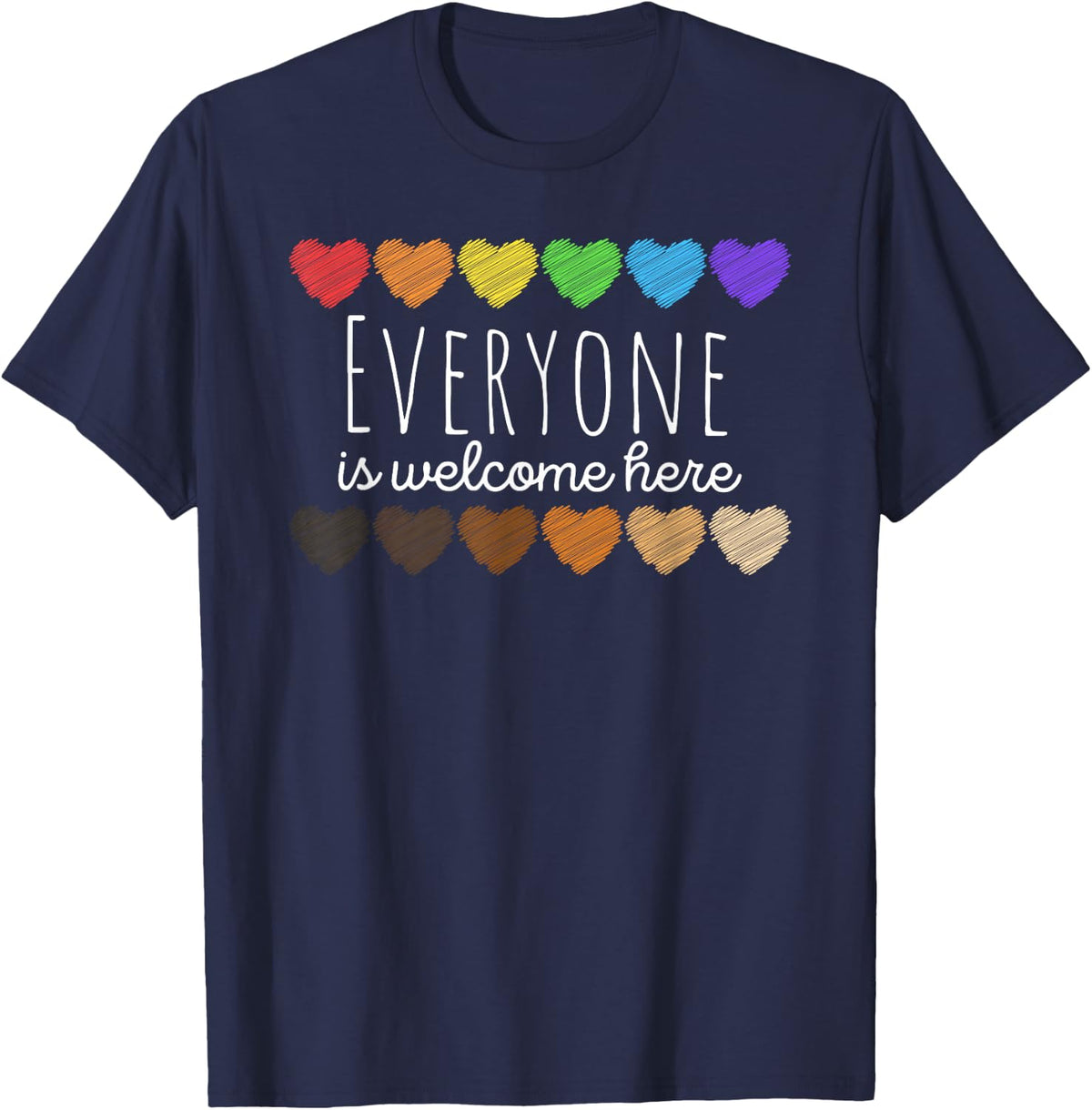 Everyone is Welcome here Funny Trans Gay LGBTQ Apparel T-Shirt - Navy Blue