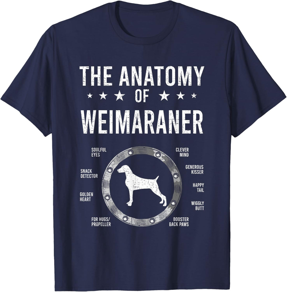 Anatomy of Weimaraner Dog Lover T-Shirt - Navy Blue