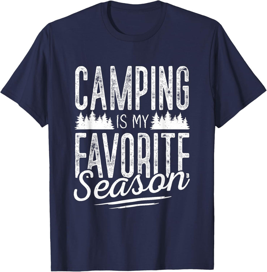 Camping Shirt Men Kids Camper RV Camping Vacation T-Shirt - Navy Blue