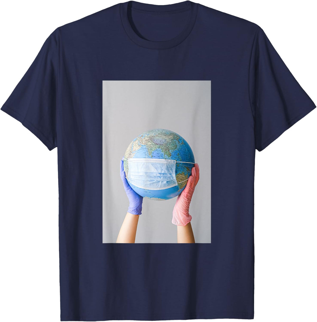 Covid Mask T-Shirt - Navy Blue