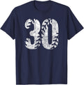 Baseball Softball Mom #30 Number 30 Distressed Laces White T-Shirt - Navy Blue